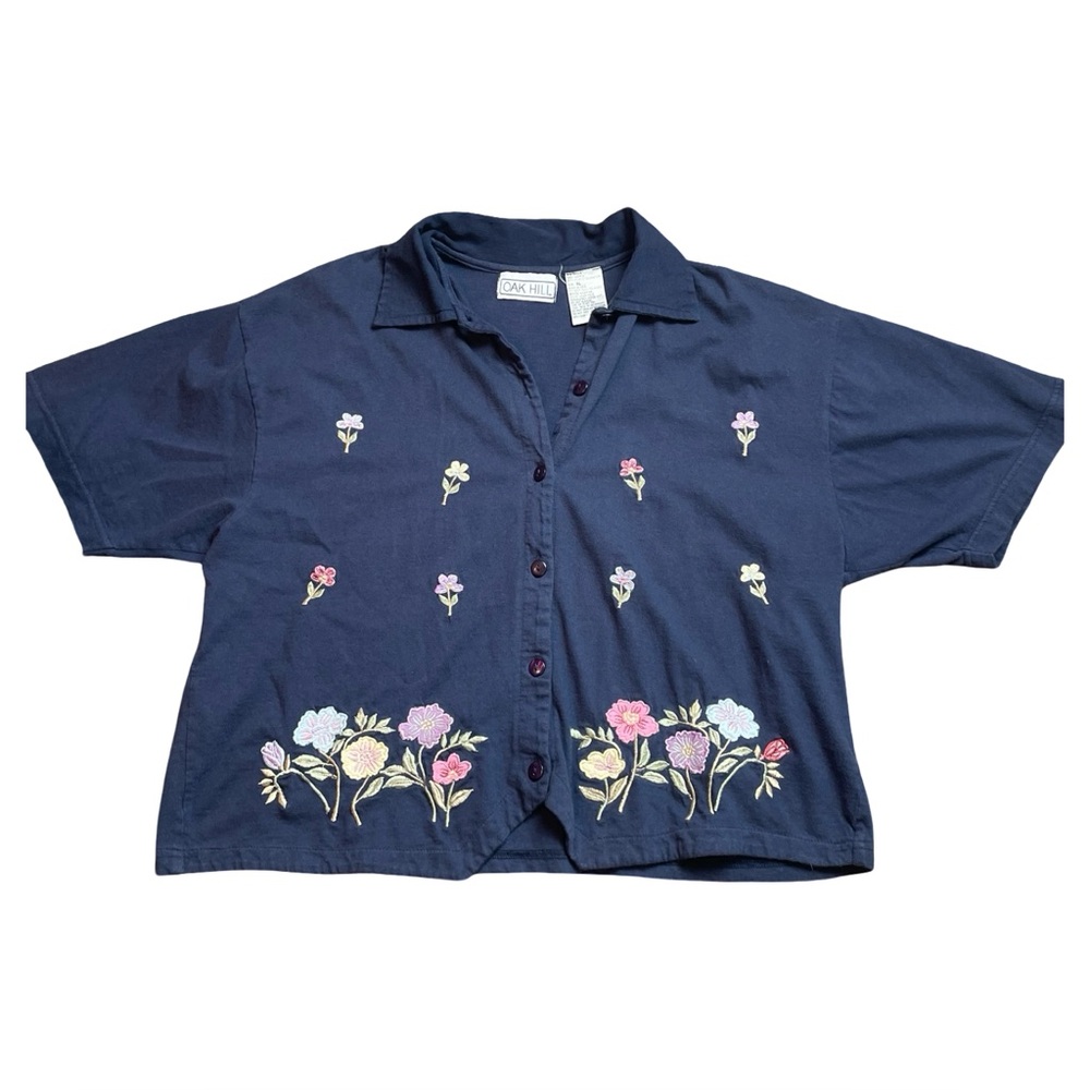 90s Vintage Floral Crop Top Size XL